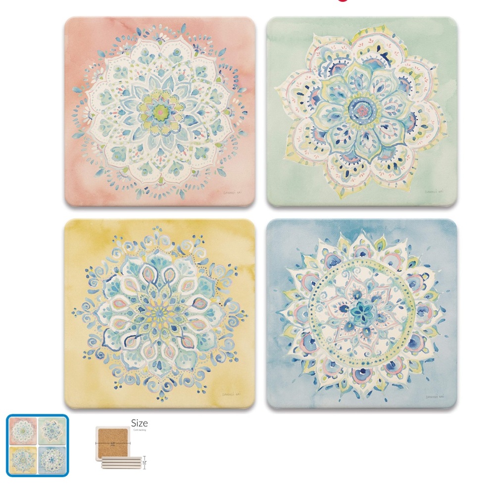 Coasterstone Jaipur coasters set of four one size multicolored cork back Boho
